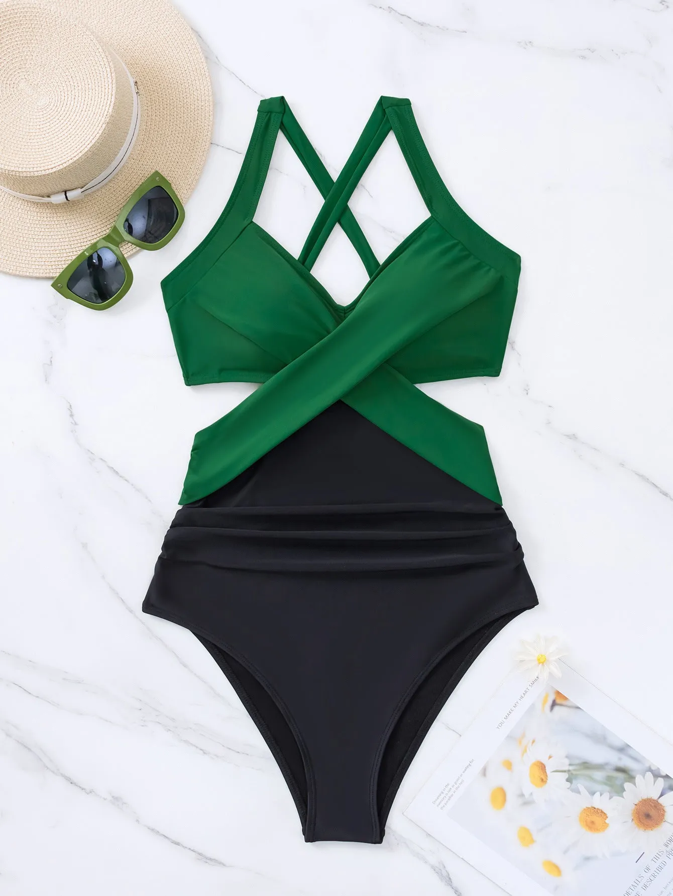 2023 New Arrival: Solid Color Cutout Back Sexy Monokini Bikini Swimwear