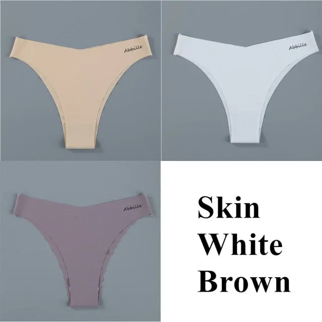 3 pack Seamless Ice Silk Panties Solid Colors Breathable Pantys Underwear Lingerie Hollow Out Briefs