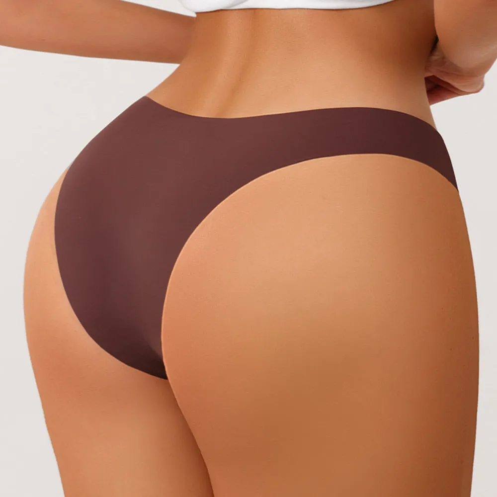 3 pack Seamless Ice Silk Panties Solid Colors Breathable Pantys Underwear Lingerie Hollow Out Briefs