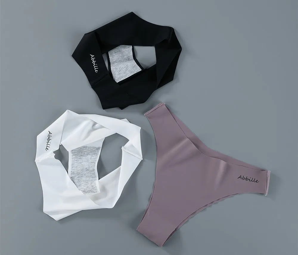 3 pack Seamless Ice Silk Panties Solid Colors Breathable Pantys Underwear Lingerie Hollow Out Briefs