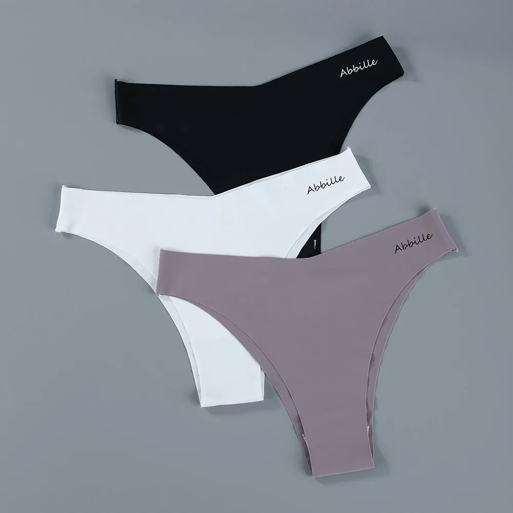 3 pack Seamless Ice Silk Panties Solid Colors Breathable Pantys Underwear Lingerie Hollow Out Briefs