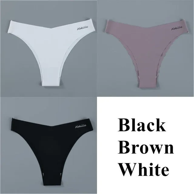 3 pack Seamless Ice Silk Panties Solid Colors Breathable Pantys Underwear Lingerie Hollow Out Briefs