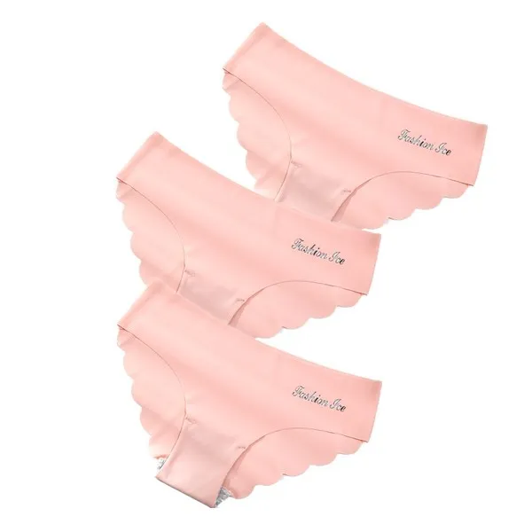 3 pack Seamless Ice Silk Panties Solid Colors Breathable Pantys Underwear Lingerie Hollow Out Briefs