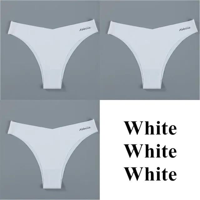 3 pack Seamless Ice Silk Panties Solid Colors Breathable Pantys Underwear Lingerie Hollow Out Briefs
