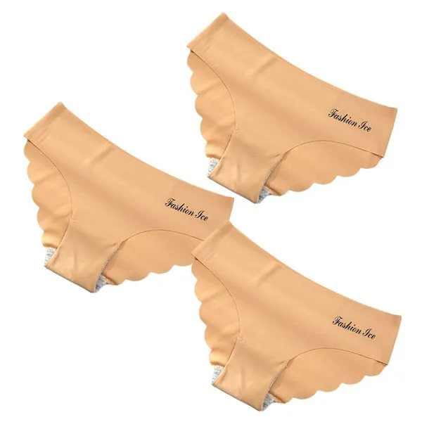 3 pack Seamless Ice Silk Panties Solid Colors Breathable Pantys Underwear Lingerie Hollow Out Briefs