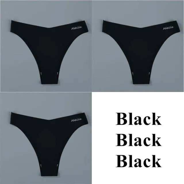 3 pack Seamless Ice Silk Panties Solid Colors Breathable Pantys Underwear Lingerie Hollow Out Briefs