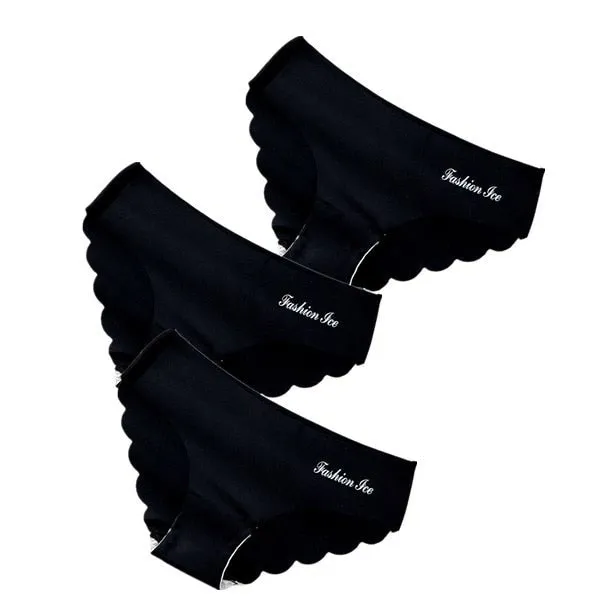 3 pack Seamless Ice Silk Panties Solid Colors Breathable Pantys Underwear Lingerie Hollow Out Briefs