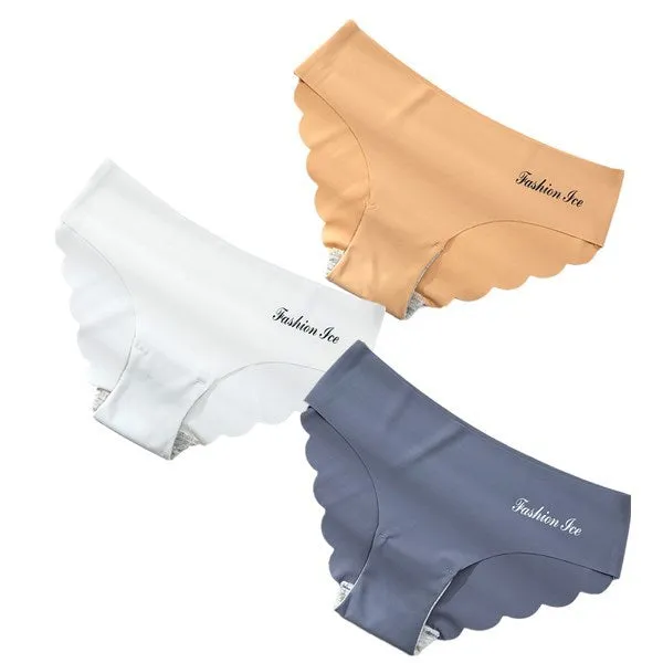 3 pack Seamless Ice Silk Panties Solid Colors Breathable Pantys Underwear Lingerie Hollow Out Briefs