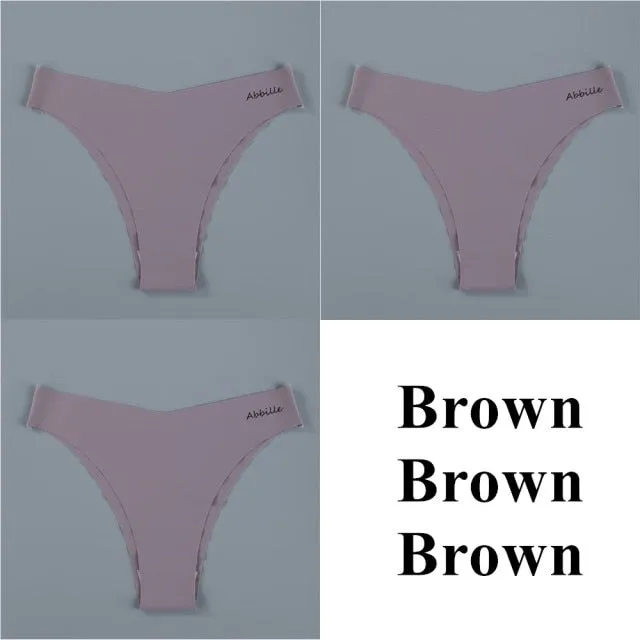 3 pack Seamless Ice Silk Panties Solid Colors Breathable Pantys Underwear Lingerie Hollow Out Briefs
