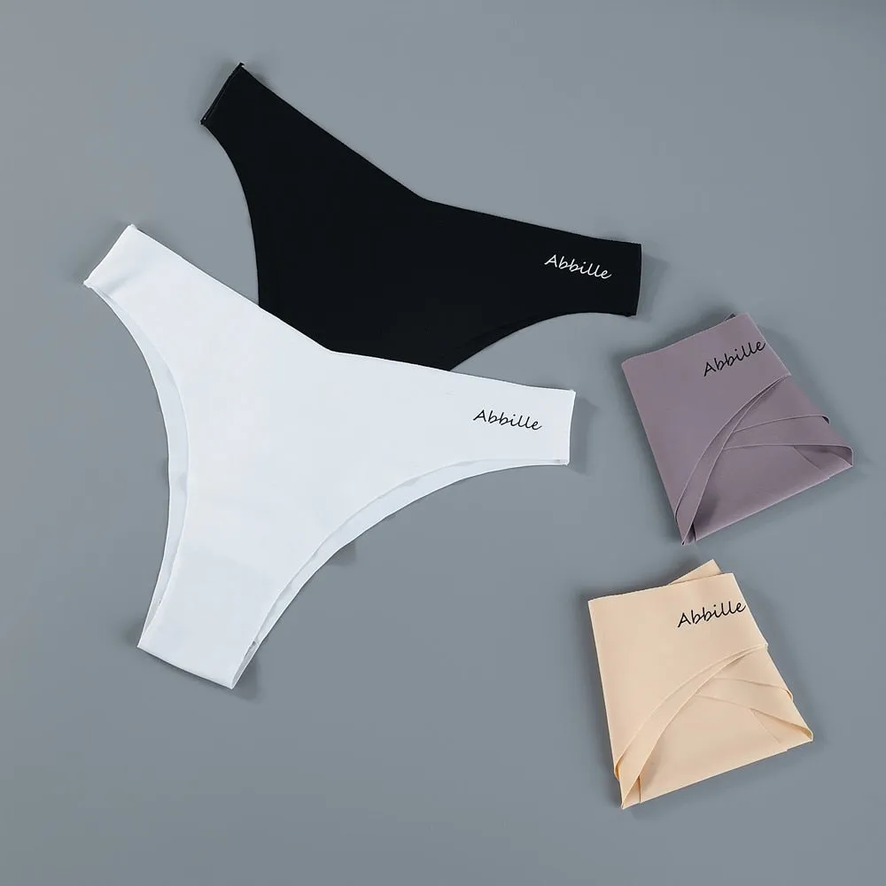 3 pack Seamless Ice Silk Panties Solid Colors Breathable Pantys Underwear Lingerie Hollow Out Briefs