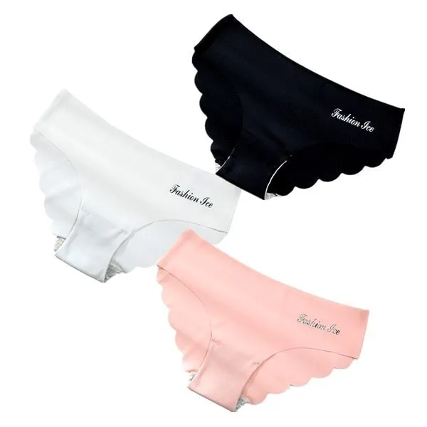 3 pack Seamless Ice Silk Panties Solid Colors Breathable Pantys Underwear Lingerie Hollow Out Briefs