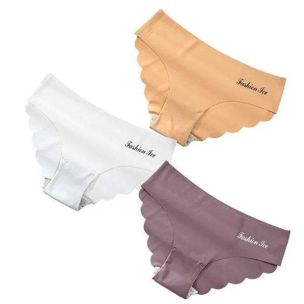 3 pack Seamless Ice Silk Panties Solid Colors Breathable Pantys Underwear Lingerie Hollow Out Briefs