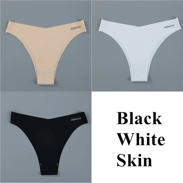 3 pack Seamless Ice Silk Panties Solid Colors Breathable Pantys Underwear Lingerie Hollow Out Briefs