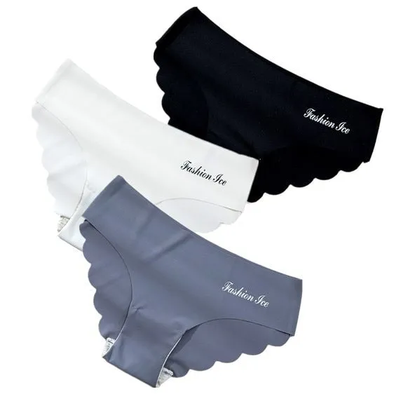 3 pack Seamless Ice Silk Panties Solid Colors Breathable Pantys Underwear Lingerie Hollow Out Briefs
