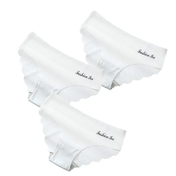 3 pack Seamless Ice Silk Panties Solid Colors Breathable Pantys Underwear Lingerie Hollow Out Briefs