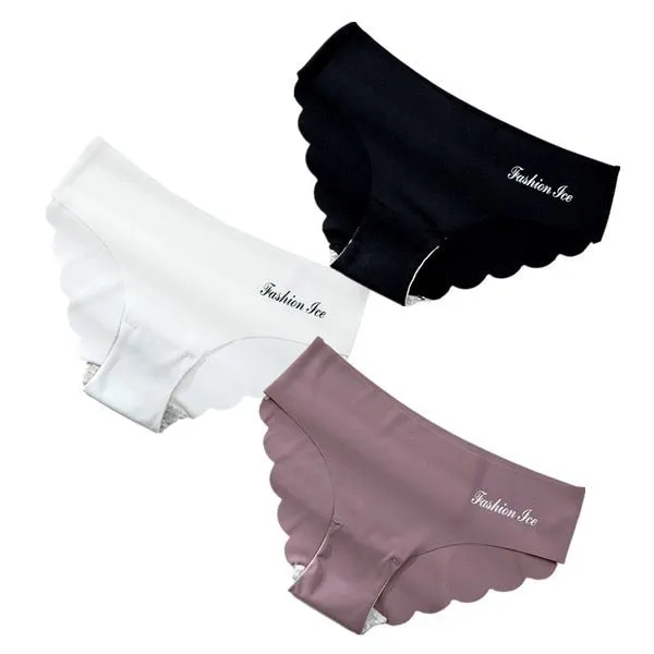 3 pack Seamless Ice Silk Panties Solid Colors Breathable Pantys Underwear Lingerie Hollow Out Briefs