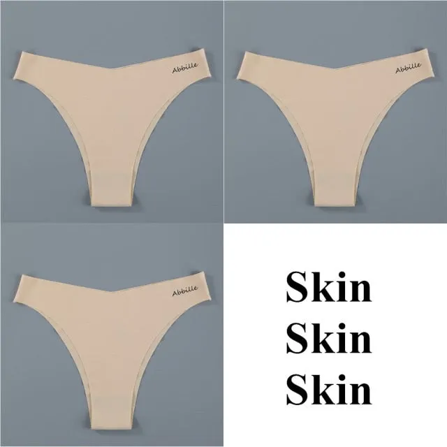 3 pack Seamless Ice Silk Panties Solid Colors Breathable Pantys Underwear Lingerie Hollow Out Briefs