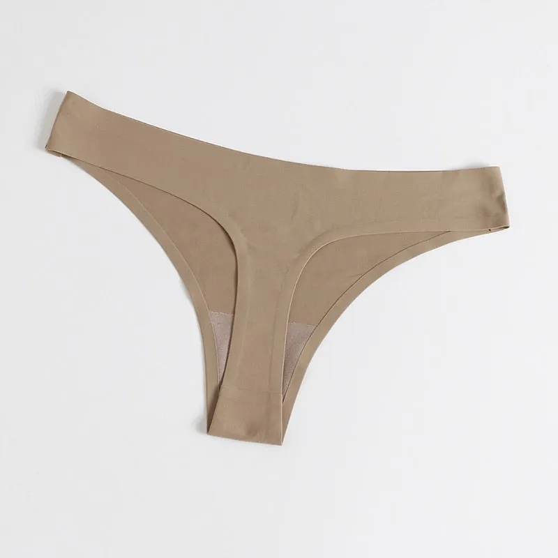 3 Pack Seamless Panties Satin Underwear G-Strings Lingerie Underpants Brief Thongs