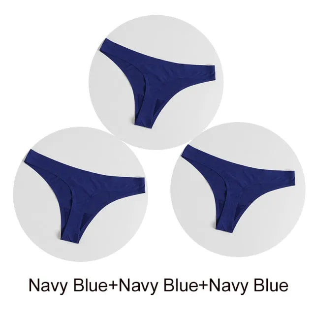 3 Pack Seamless Panties Satin Underwear G-Strings Lingerie Underpants Brief Thongs