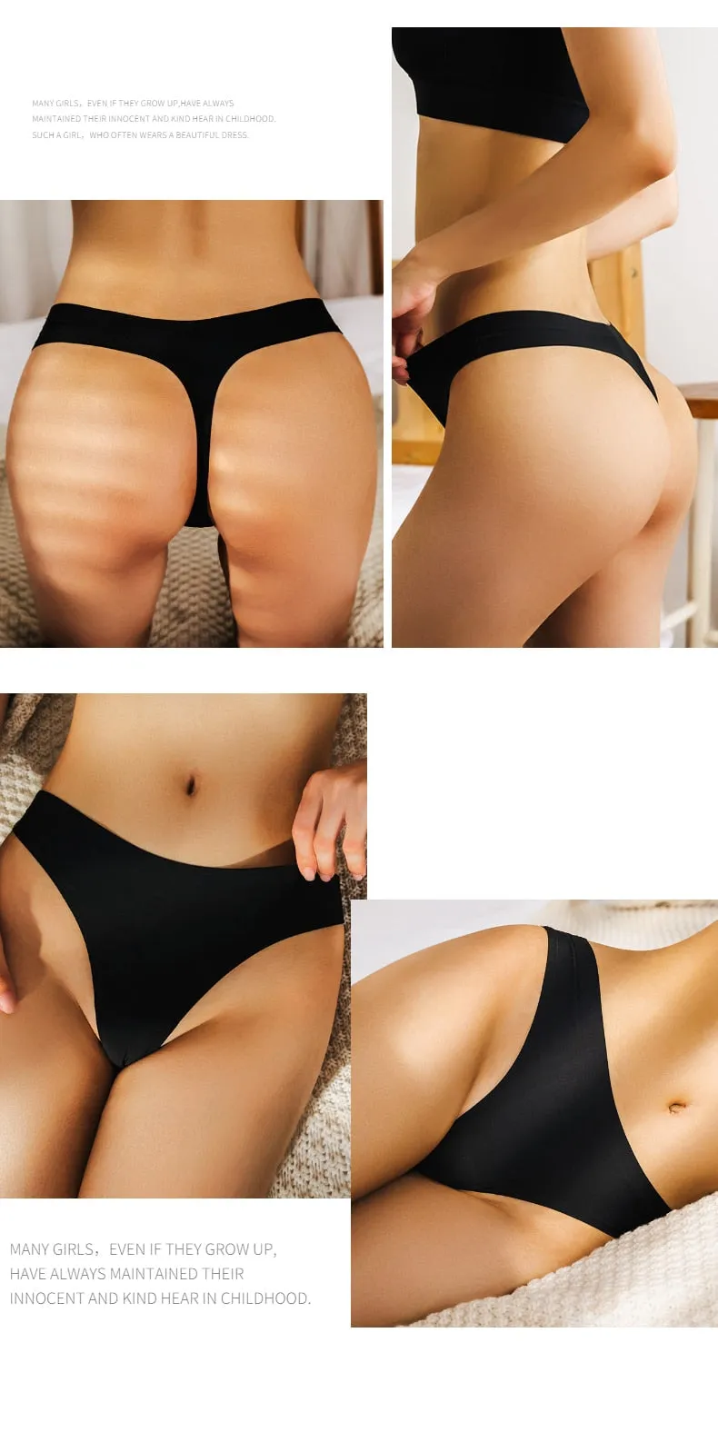 3 Pack Seamless Panties Satin Underwear G-Strings Lingerie Underpants Brief Thongs