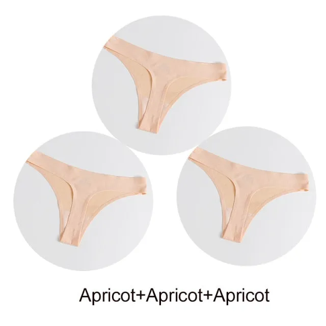 3 Pack Seamless Panties Satin Underwear G-Strings Lingerie Underpants Brief Thongs