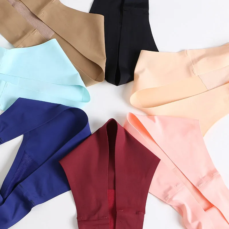3 Pack Seamless Panties Satin Underwear G-Strings Lingerie Underpants Brief Thongs