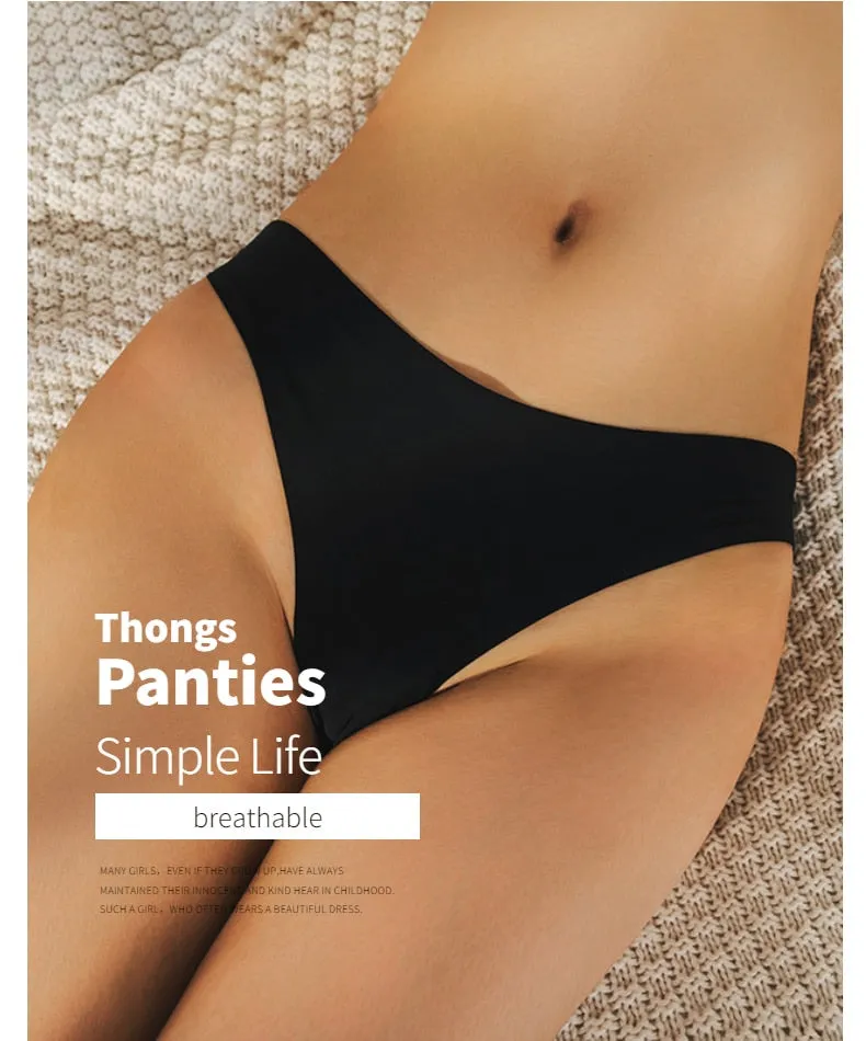 3 Pack Seamless Panties Satin Underwear G-Strings Lingerie Underpants Brief Thongs
