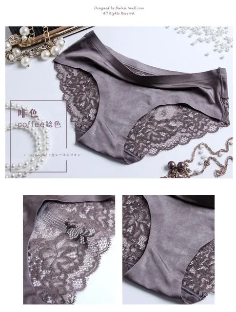 3 pack Women's lingerie Lace Underwear Seamless Panties Brief Ice Silk intimates Underpants Cotton briefs