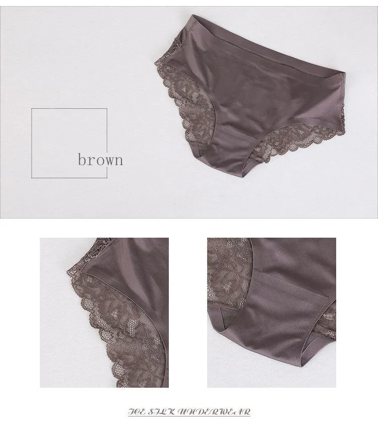 3 pack Women's lingerie Lace Underwear Seamless Panties Brief Ice Silk intimates Underpants Cotton briefs
