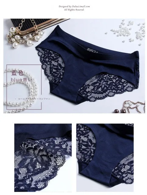 3 pack Women's lingerie Lace Underwear Seamless Panties Brief Ice Silk intimates Underpants Cotton briefs