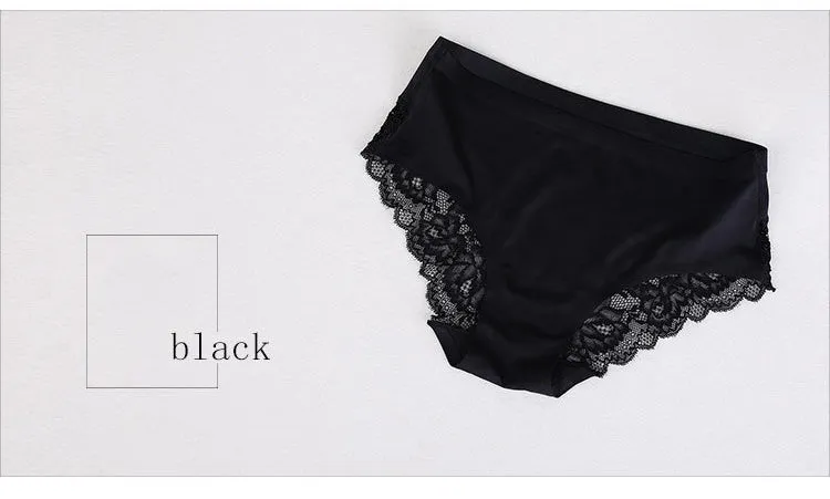 3 pack Women's lingerie Lace Underwear Seamless Panties Brief Ice Silk intimates Underpants Cotton briefs