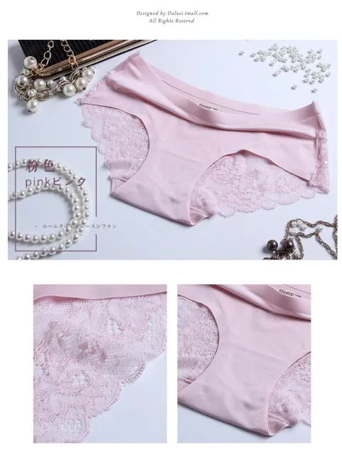 3 pack Women's lingerie Lace Underwear Seamless Panties Brief Ice Silk intimates Underpants Cotton briefs