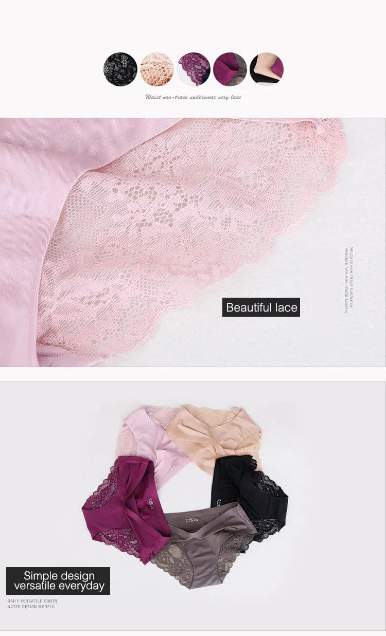 3 pack Women's lingerie Lace Underwear Seamless Panties Brief Ice Silk intimates Underpants Cotton briefs