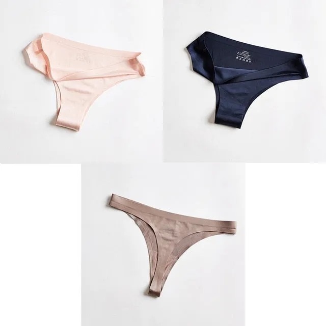 3pc Thong Seamless Silk Underwear