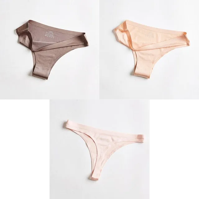 3pc Thong Seamless Silk Underwear