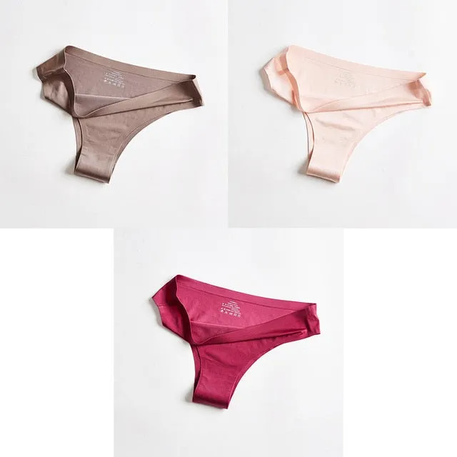 3pc Thong Seamless Silk Underwear