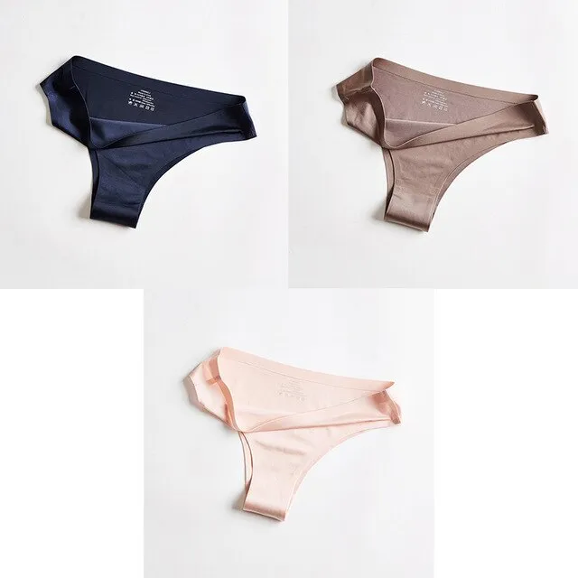 3pc Thong Seamless Silk Underwear