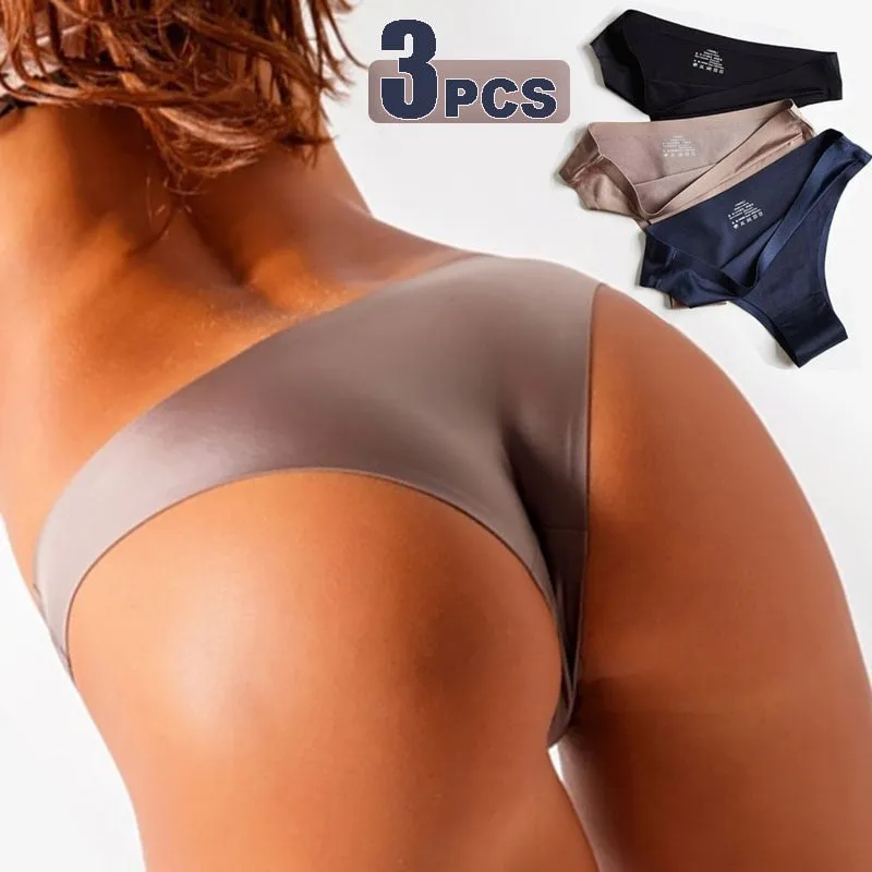 3pc Thong Seamless Silk Underwear