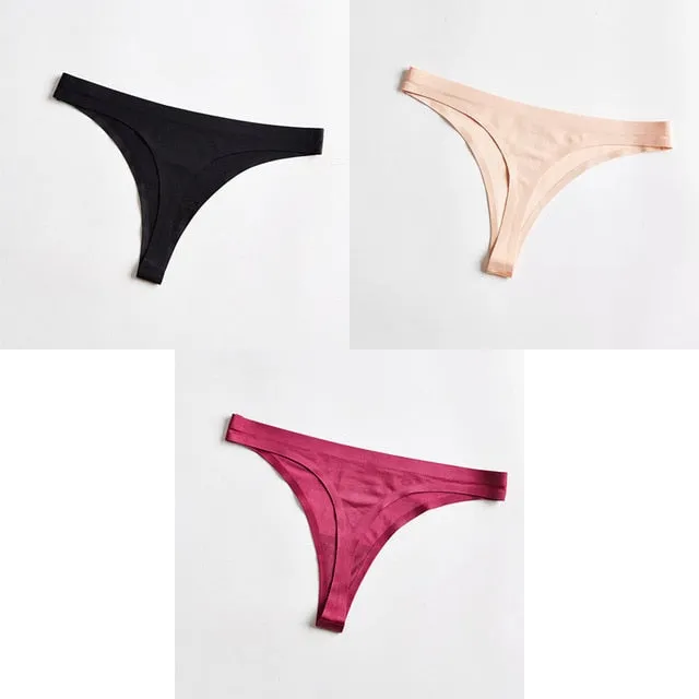 3pc Thong Seamless Silk Underwear