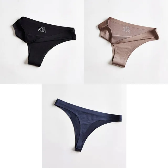 3pc Thong Seamless Silk Underwear