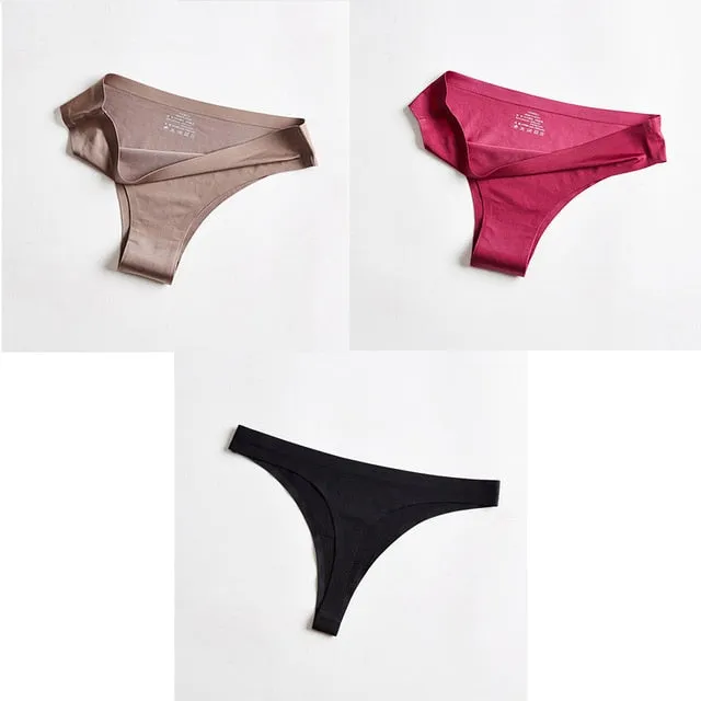 3pc Thong Seamless Silk Underwear