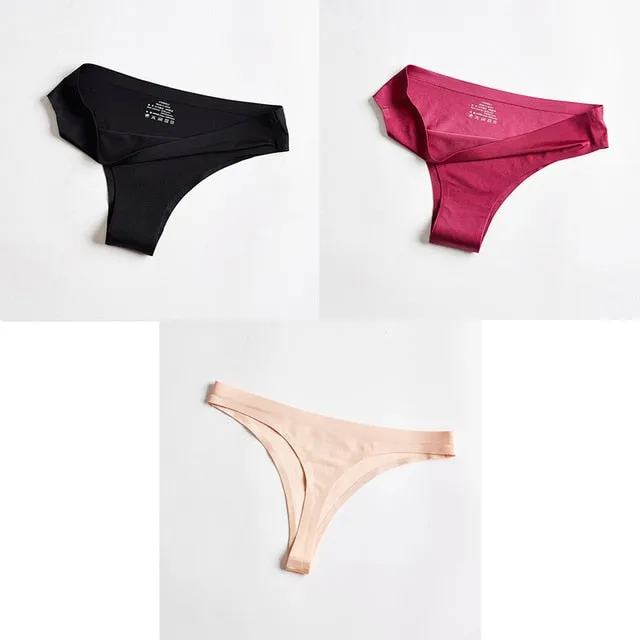 3pc Thong Seamless Silk Underwear