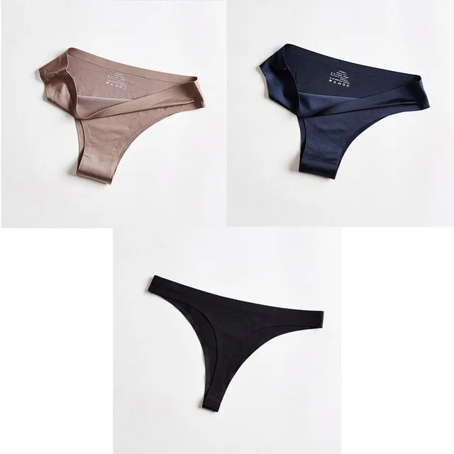 3pc Thong Seamless Silk Underwear