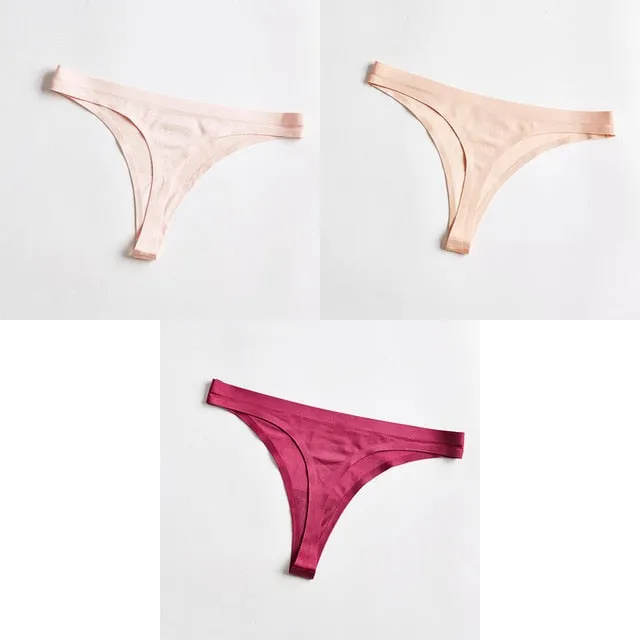 3pc Thong Seamless Silk Underwear