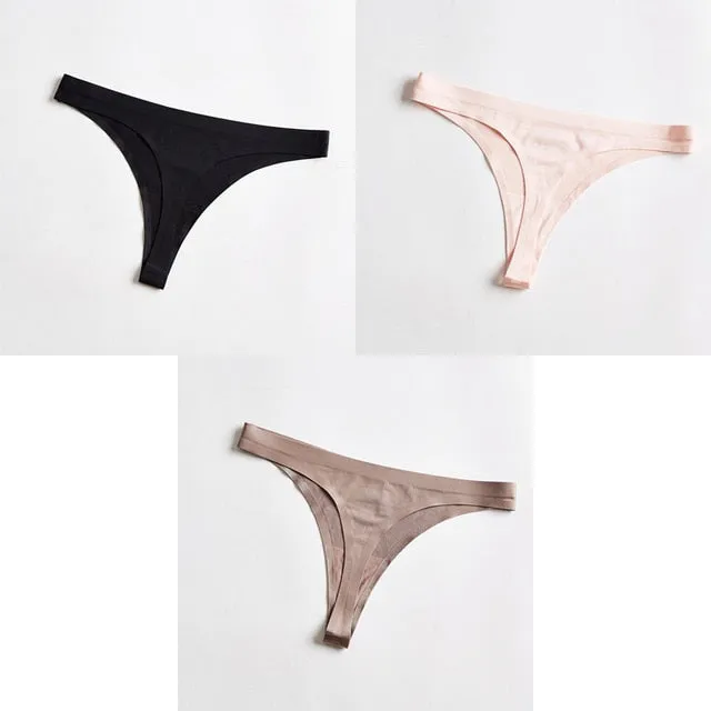 3pc Thong Seamless Silk Underwear