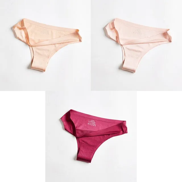 3pc Thong Seamless Silk Underwear