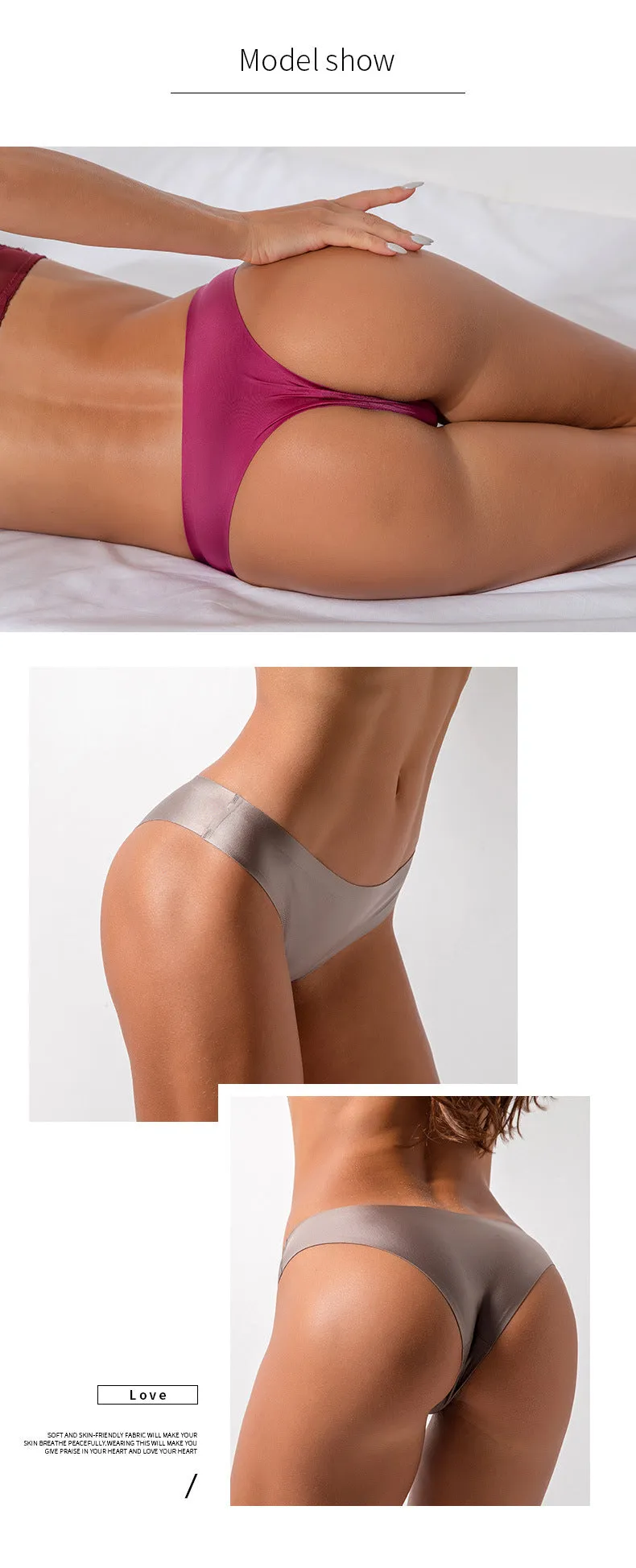 3pc Thong Seamless Silk Underwear