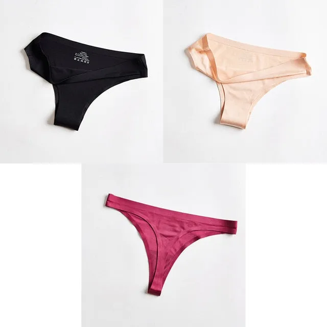 3pc Thong Seamless Silk Underwear