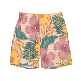 6.5" Quick Dry Elastic Waist UPF 50 Swim Trunks Shorts, Island Vibes