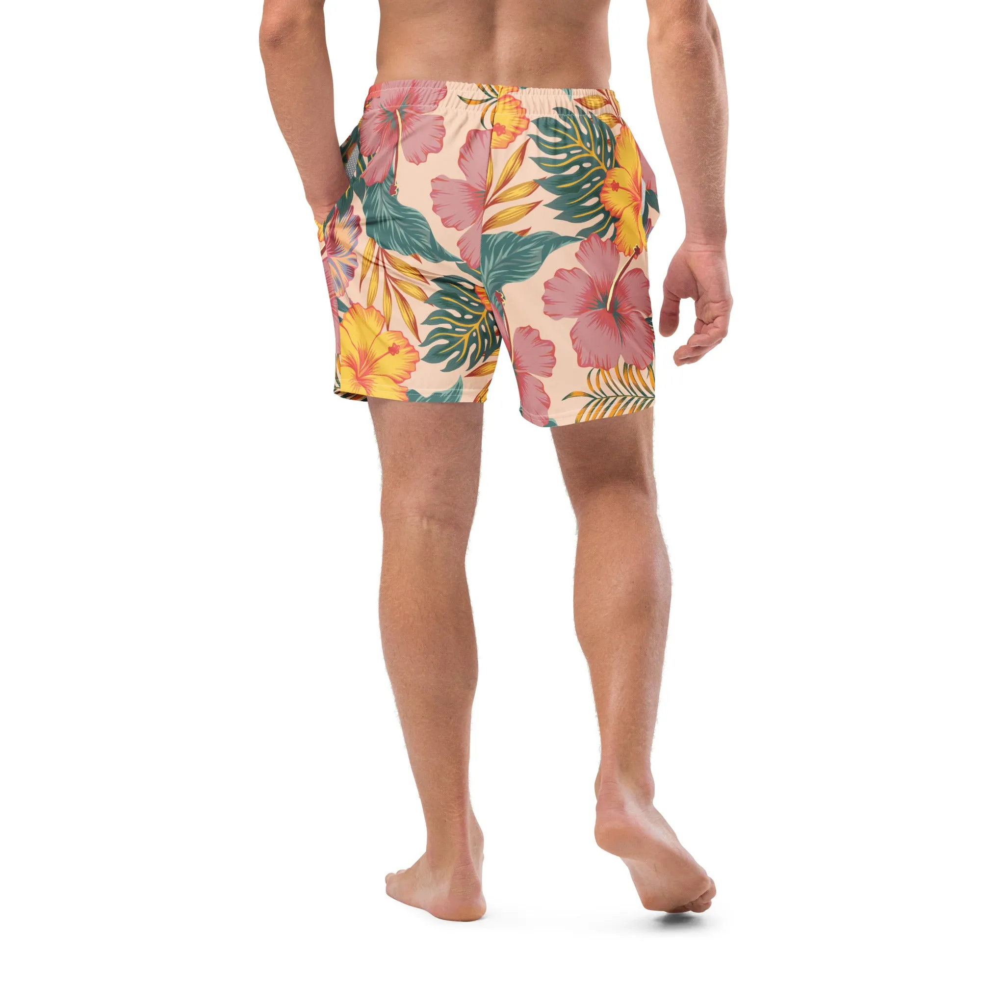 6.5" Quick Dry Elastic Waist UPF 50 Swim Trunks Shorts, Island Vibes